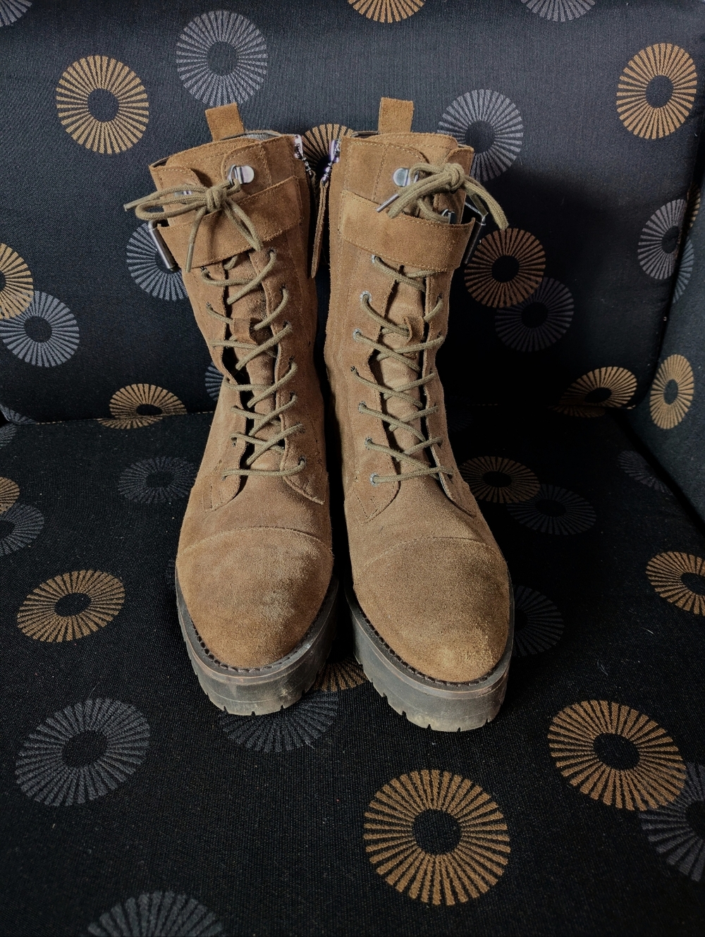 Suede Combat Boots